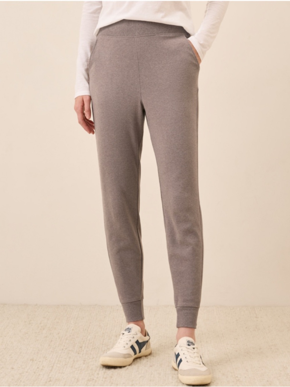Pact Women’s Organic Airplane Jogger and Wrap Cardigan Set in Deep Taupe Heather - Picture 2 of 9